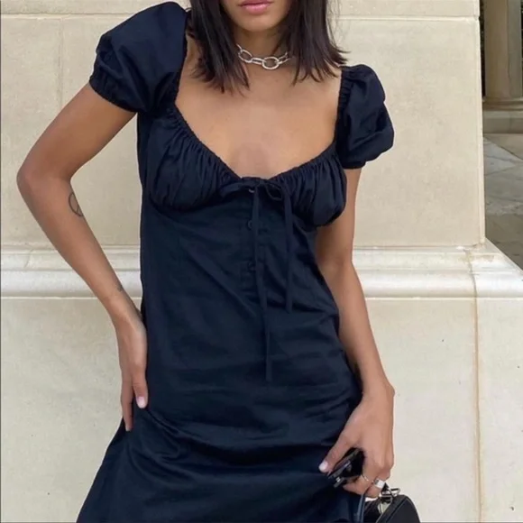 With Jean Audrey Mini Dress Babydoll Black Size Small - Picture 2 of 8